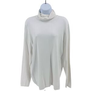 Chico's SZ 2 Turtleneck Long Sleeve Comfort Top WMNS Optic White Ribbed Knit